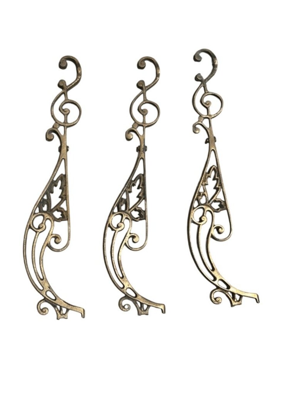 Antique Art Nouveau Style Brass Replacement Chandelier Parts Set 3